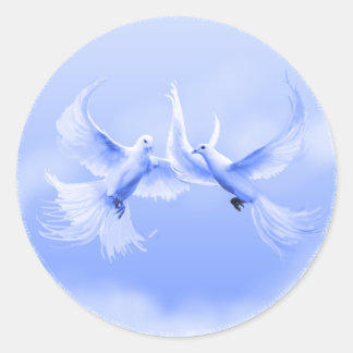 Sticker Rond Stick rond "Blue Willow Doves" ~ 3"