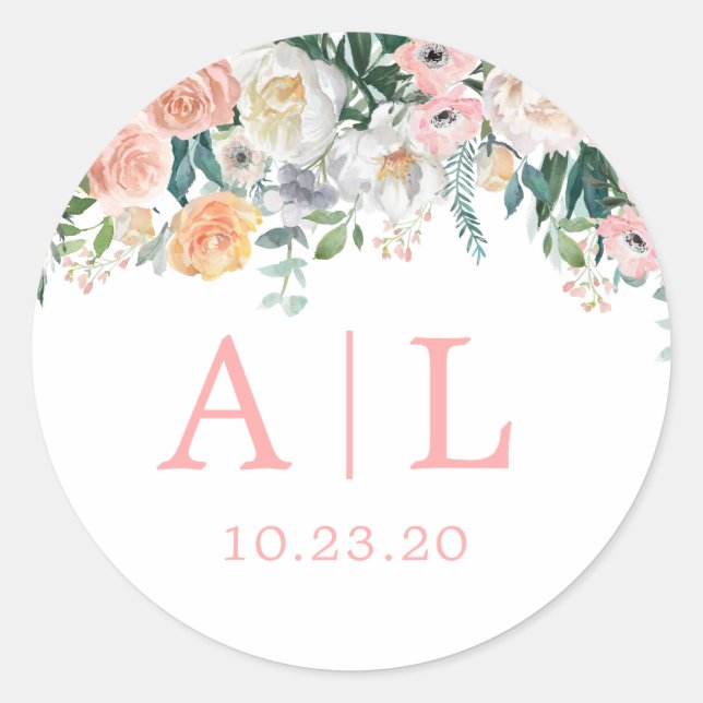Sticker Rond Stick rond Monogramme flou romantique (Devant)