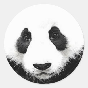 Sticker Rond Stick rond Panda Artwork Black & White Pop Art