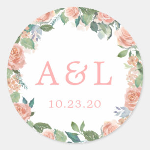 Sticker Rond Stick rond Rose Monogramme Romantique