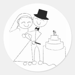 Sticker Rond Stick souriant Figure Couple Couts Mariage Cake RS