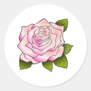 Sticker Rond Stick vintage Rose dessin grand rond
