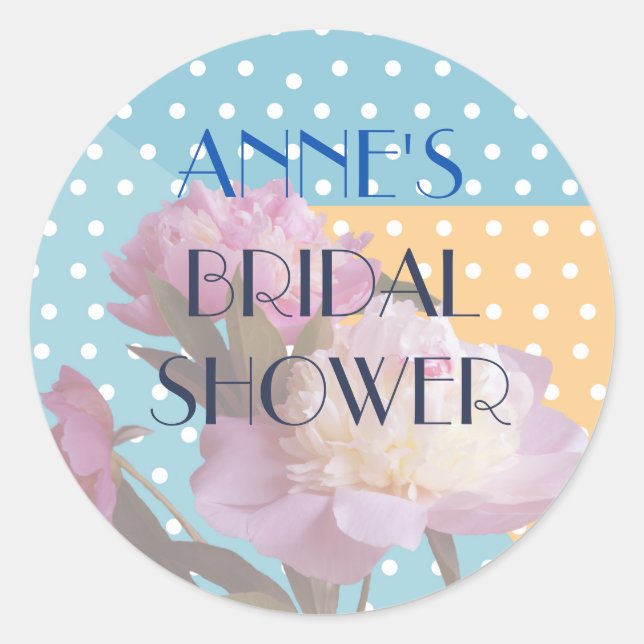 Sticker Rond Sticke Fête des mariées de pivoines et de points (Devant)