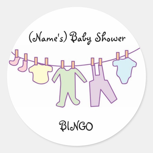 Sticker Rond Sticker-Clothesline Baby shower personnalisé (Devant)