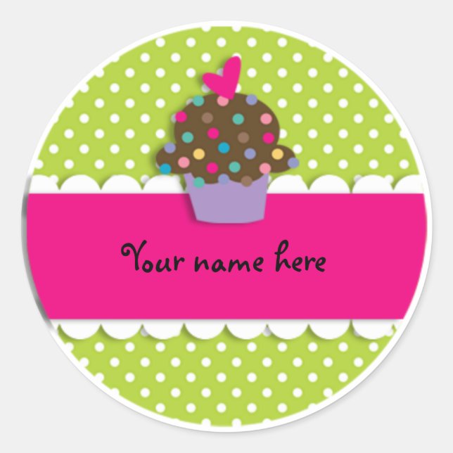 Sticker Rond Sticker/Cupcake et points (Devant)
