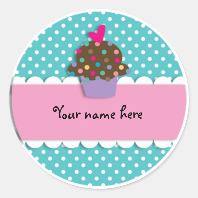 Sticker Rond Sticker/Cupcake et points (Devant)
