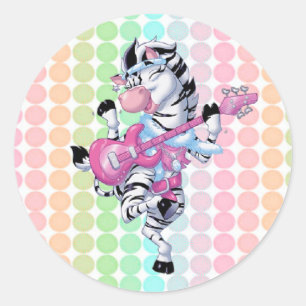 Sticker Rond Sticker/Dancing Zebra et Pois