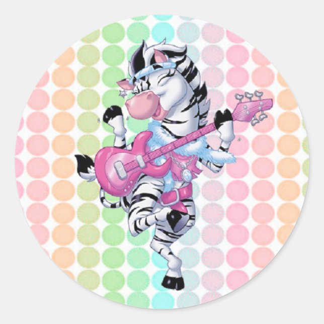 Sticker Rond Sticker/Dancing Zebra et Pois (Devant)