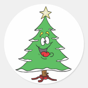 STICKER ROND *STICKER DE NOËL* AVEC **PERSONNE D'ARBRE DE NOËL*