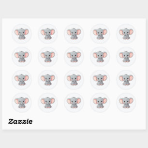 Sticker Rond Sticker, Eléphant souriant bébé avec des joues bla