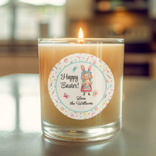 Sticker Rond Sticker, nom   3 en mignonette joyeux Miss Lapin d