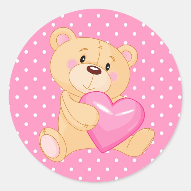 Sticker Rond Sticker/Ours avec coeur (Devant)
