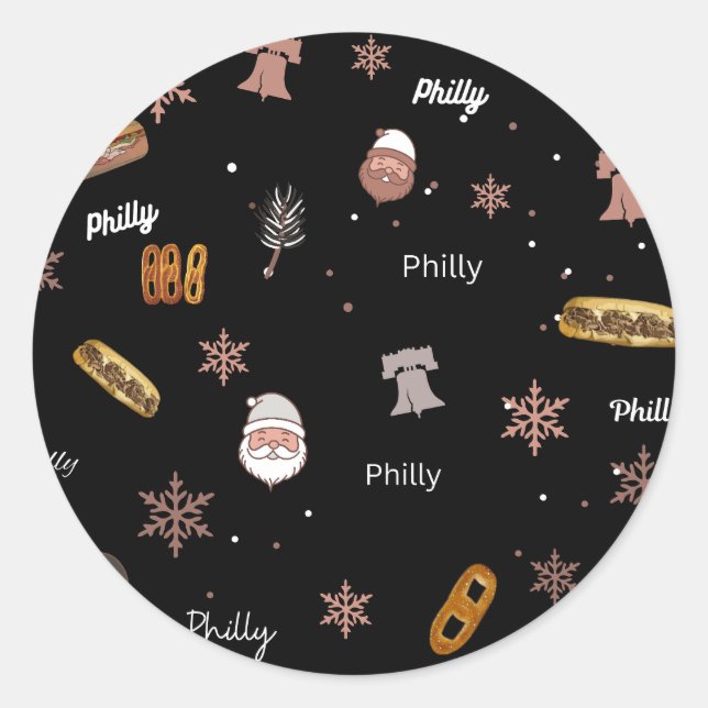 Sticker Rond Sticker-Philly Christmas (Devant)