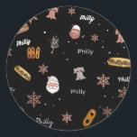 Sticker Rond Sticker-Philly Christmas<br><div class="desc">Célébrez les fêtes avec les étiquettes emblématiques Philly Christmas Sticker. Parfait pour ajouter une touche de charme local à vos cadeaux.</div>
