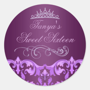 Sticker Rond Sticker/sceau d'enveloppe 16 Tiara Sweet pourpre D