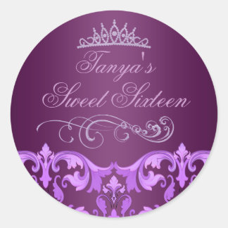 Sticker Rond Sticker/sceau d'enveloppe 16 Tiara Sweet pourpre D