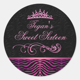 Sticker Rond Sticker/sceau d'enveloppe rose Zebra pour impressi