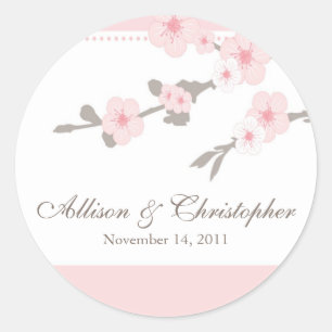 Sticker Rond Sticker/Sceau Mariage Cherry Blossom Favoriser