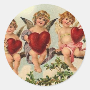 Sticker Rond `Sticker victorien valentine cuipid