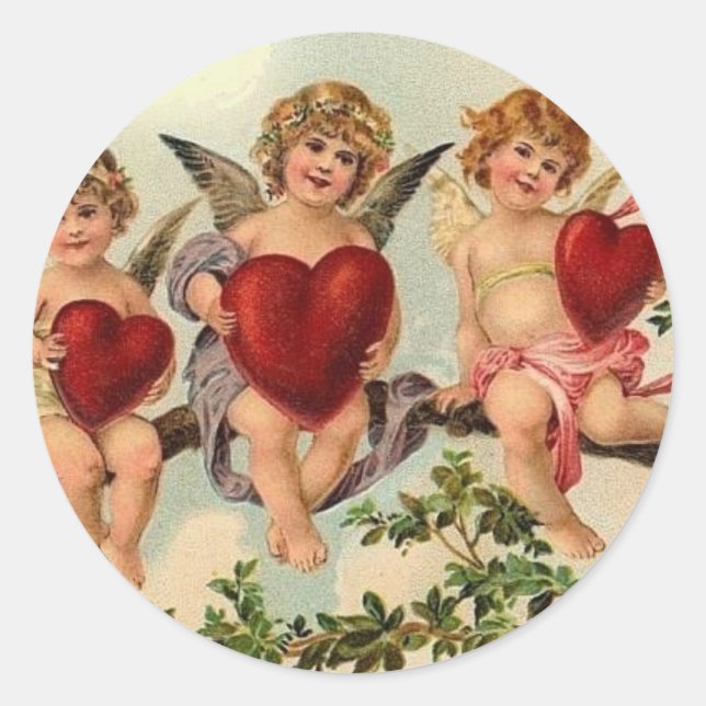 Sticker Rond `Sticker victorien valentine cuipid (Devant)