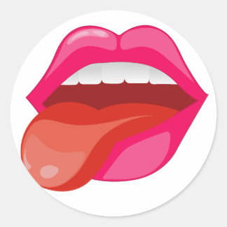 Sticker Rond Sticking out out the language