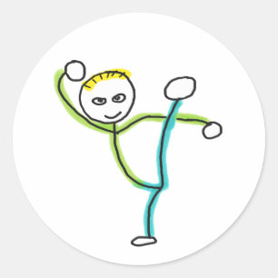 Sticker Rond Stickman Kung Fu