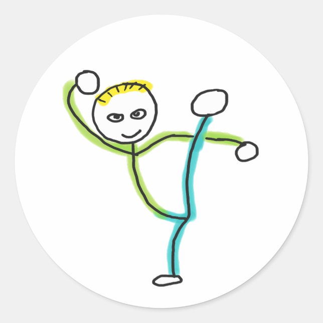 Sticker Rond Stickman Kung Fu (Devant)