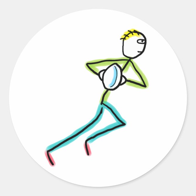 Sticker Rond Stickman Rugby (Devant)