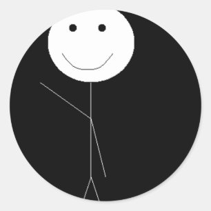 Sticker Rond Stickman Waving