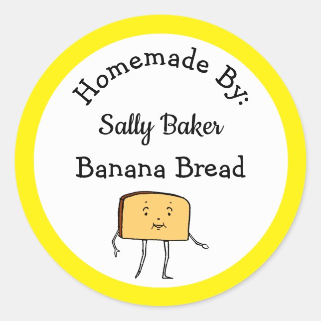 Sticker Rond Sticleur à pâtisserie jaune personnalisé vintage (Devant)