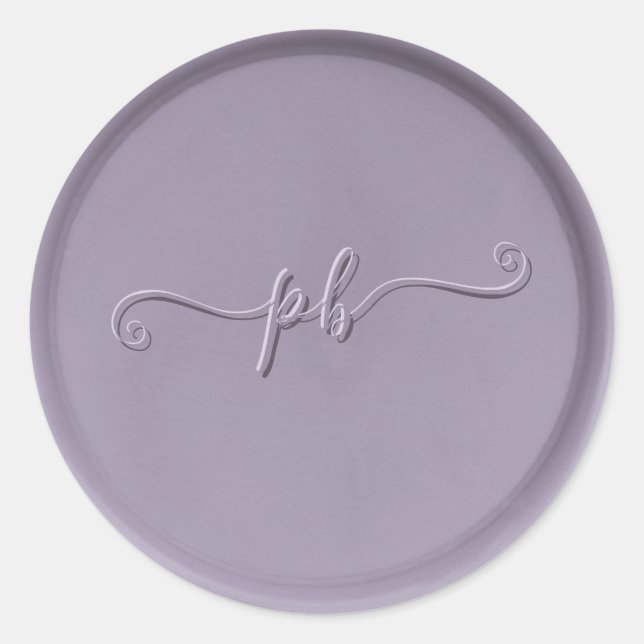 Sticker Rond Sticleur de cire de lavande initiale Monogramme (Devant)