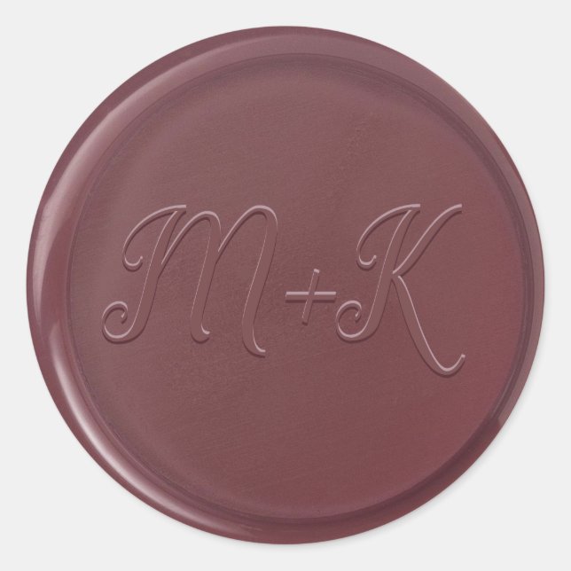 Sticker Rond Sticleur de cire de mûre initiale Monogramme (Devant)