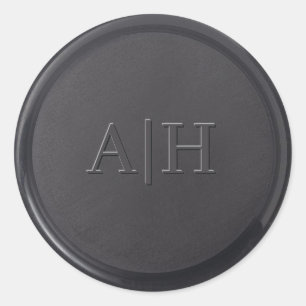 Sticker Rond Sticleur de cire noire initiale Monogramme