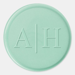 Sticker Rond Sticleur de cire vert Monogramme initial