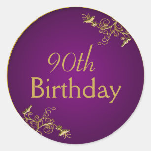 Sticker Rond Sticleur de diamètre de 1,5 po violet et or