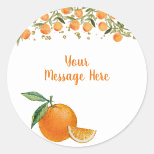 Sticker Rond Sticleur de message d'aquarelle orange Citrus