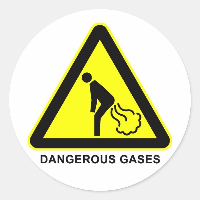 Sticker Rond Sticleur de signalisation d'avertissement des gaz  (Devant)