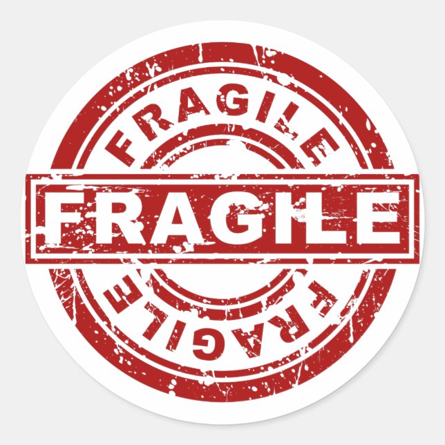 Sticker Rond Sticleur de timbre fragile (Devant)