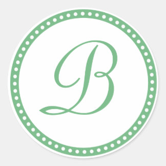 Sticker Rond Sticleur initial simple vert point Monogramme