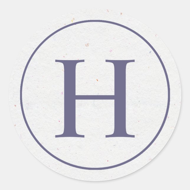 Sticker Rond Sticleur Monogramme à anneaux de lavande (Devant)