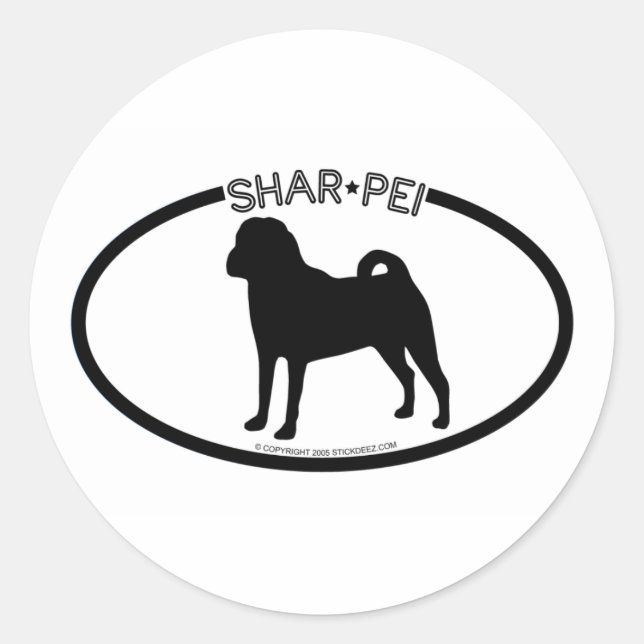 Sticker Rond Sticleur noir Shar Pei Silhouette (Devant)