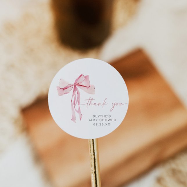 Sticker Rond Sticleur rond Baby shower de la ceinture rose Ruba (Créateur téléchargé)