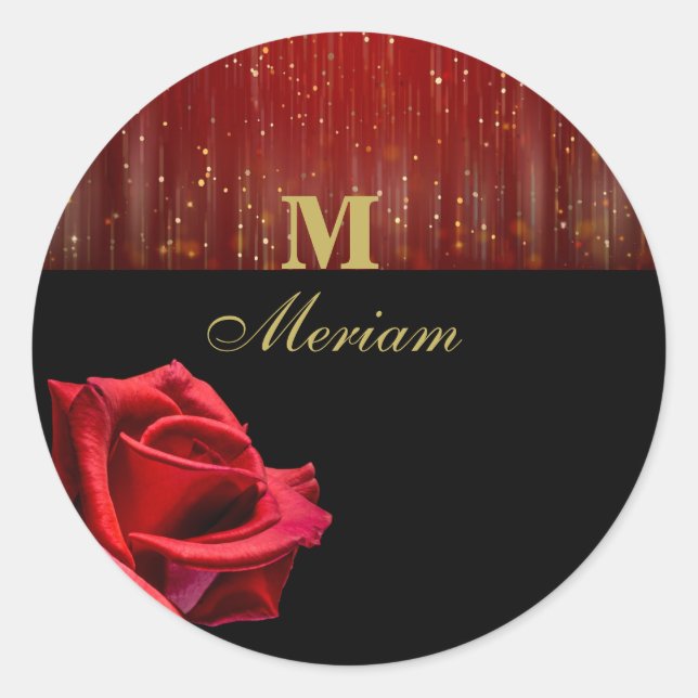 Sticker Rond Sticleur rond Monogram Black and Red Rose (Devant)