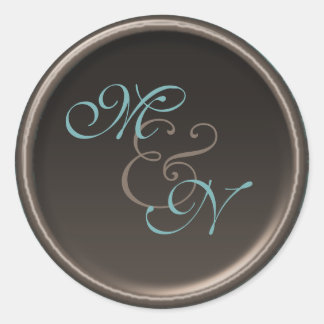 Sticker Rond Sticleur rond vintage Turquoise et Brown de 1,5 po