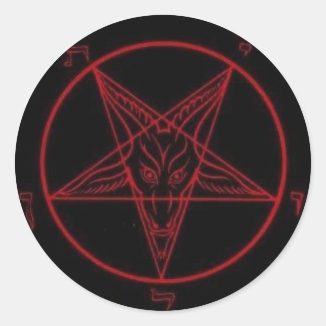 Sticker Rond Sticleur rouge rond Baphomet (Devant)