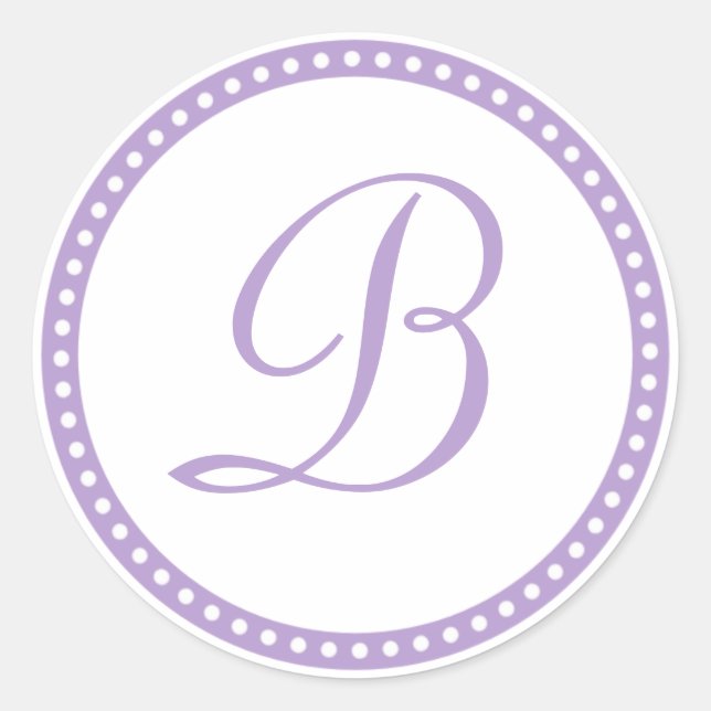 Sticker Rond Sticulation initiale simple à points violets (Devant)