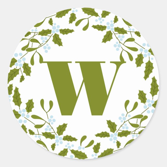 Sticker Rond Sticule cadeau pour monogramme de couronne de mist (Devant)