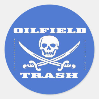 Sticker Rond Sticule Casquette dur du champ pétrolifère, Cadeau