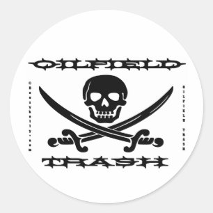 Sticker Rond Sticule de Casquette dur, Crâne, Os, Huile