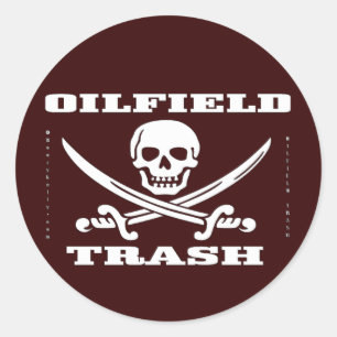 Sticker Rond Sticule De Déchets De Terrain D'Huile, Crâne Et Cr